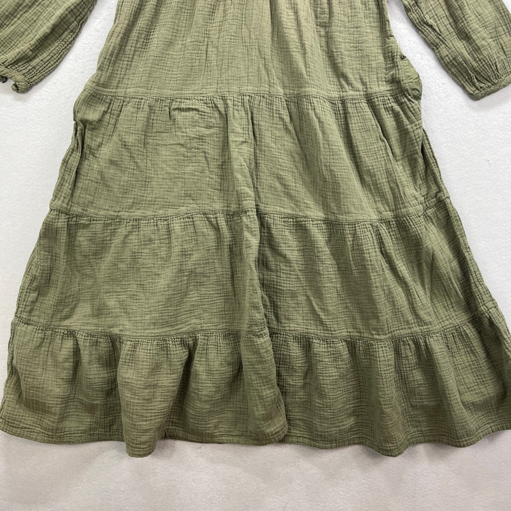 Universal Thread Tiered Maxi Dress Womens Medium Green Gauze Hippie Boho Prairie - Picture 3 of 14